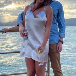 Silky silver mini dress. Size M.